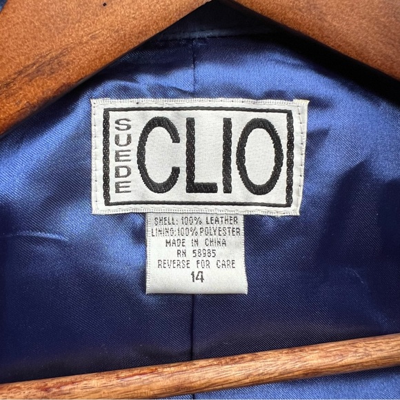 *SOLD*Vintage Clio Blue Suede Jacket Size 14 - Picture 10 of 15